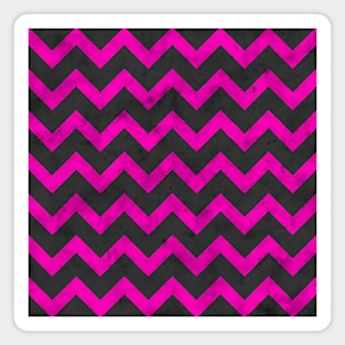 Hot pink black retro chevron pattern lines Magnet